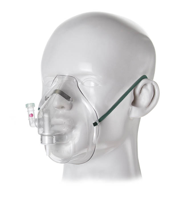 Respi-Check™, masque oxygène moyenne concentration adulte avec indicateur respiratoire et pince-nez
