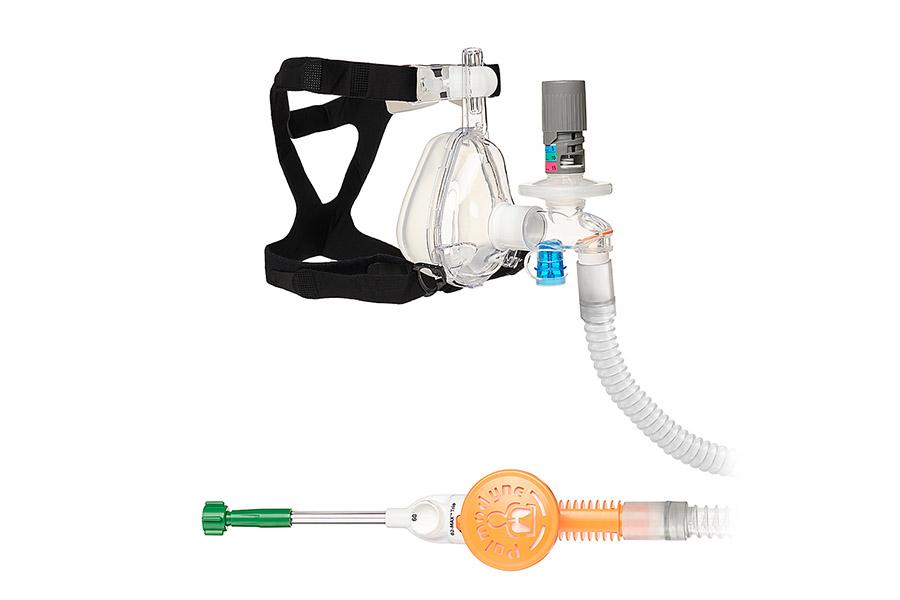 Système O2-MAX™ Trio avec tuyau intérieur lisse, valve de PEEP réglable 5-SET™ et masque BiTrac ED, grand adulte