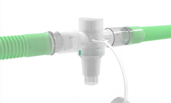 Pièce en T auto-occlusive Intersurgical pour nébulisation en circuit