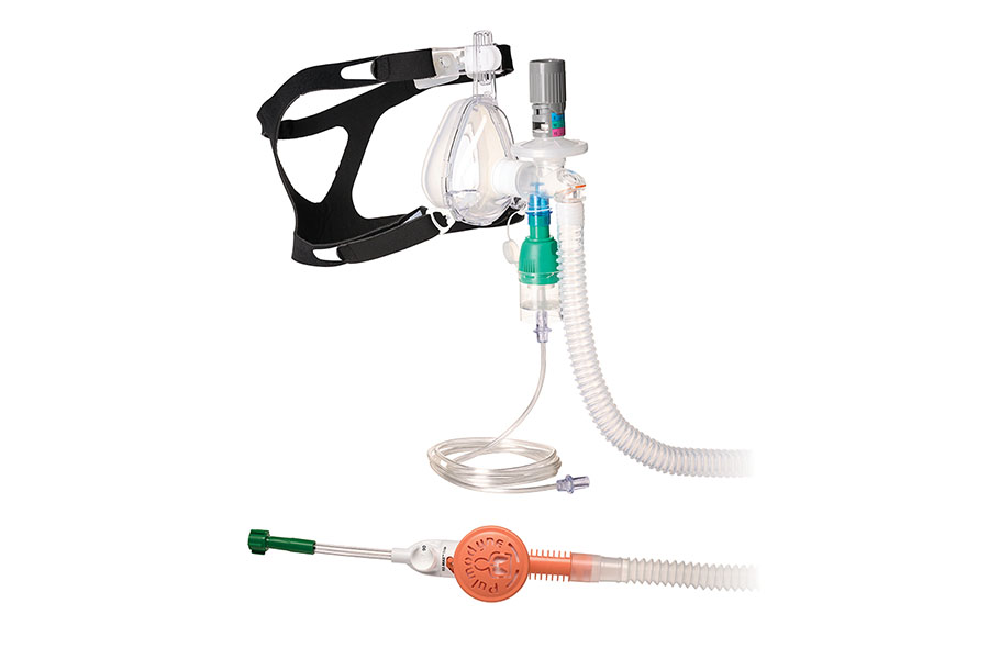 Système O2-MAX™ Trio avec tuyau extensible, valve de PEEP réglable 5-SET™, nébuliseur et masque BiTrac ED, moyen adulte