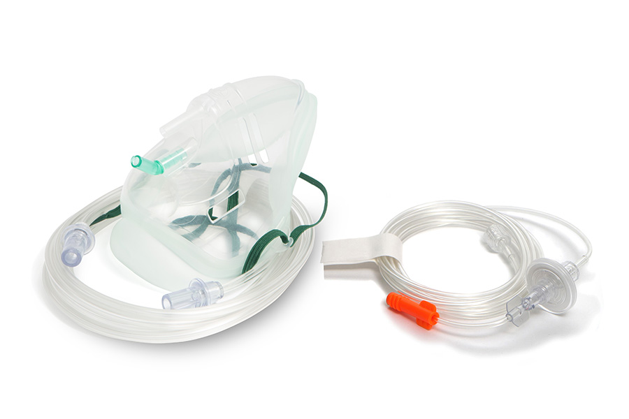 Masque adulte Sentri™ Intersurgical EcoLite™, avec ligne de monitorage du CO2 pour capnographie Microstream®, filtre et tuyau, 2.1m