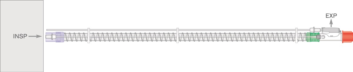 Circuit monobranche intérieur lisse 22mm avec valve d'exhalation, 1.6m
