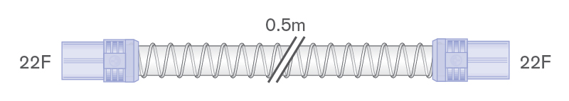 Tuyau intérieur lisse 22mm avec raccords souples 22F-22F, 0.5m