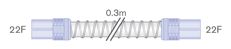 Tuyau intérieur lisse 22mm avec raccords souples 22F-22F, 0.3m